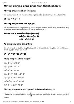 Toán 8 - Một số phương pháp phân tích thành nhân tử